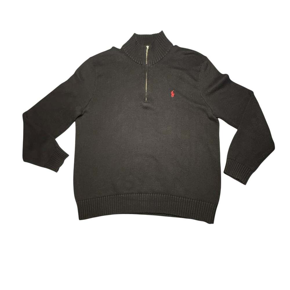 Polo Ralph Lauren Quarter Zip Knit Sweater XL Black